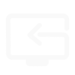 Witte icoon van een scherm met pijl, symbool voor terugkijken, gemiste uitzendingen en eenvoudig IPTV-gebruik.