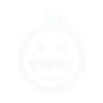 Witte icoon met lachend gezicht, symbool voor klanttevredenheid en gebruiksvriendelijke IPTV service.