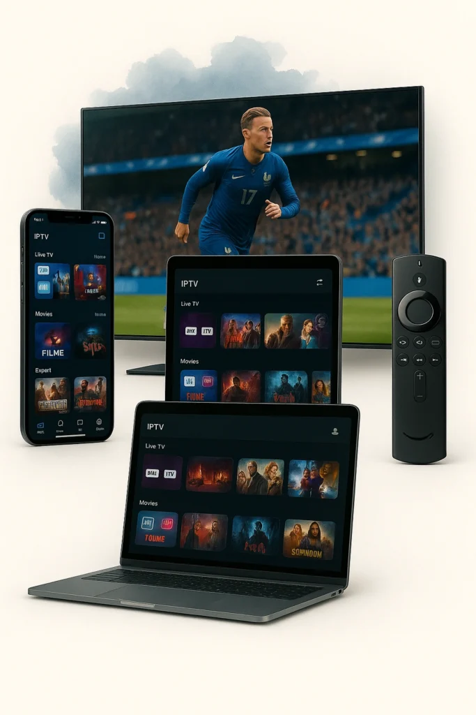 IPTV Totaal streaming op iPhone, iPad, Smart TV en laptop met één IPTV Nederland abonnement in HD en 4K kwaliteit.