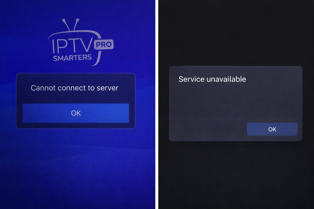 iptv foutmelding cannot connect to server oplossen