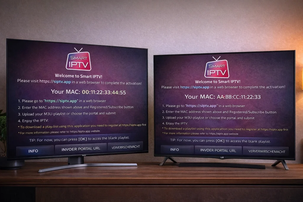 smart iptv instellen samsung lg tv mac adres scherm