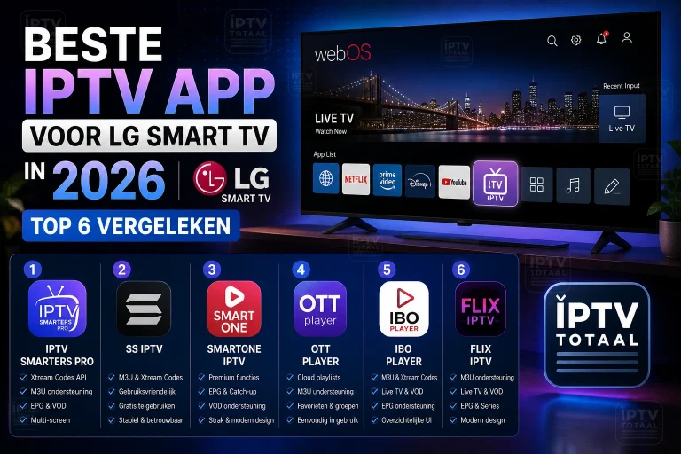 Beste IPTV app voor LG Smart TV in 2026: top 6 vergeleken