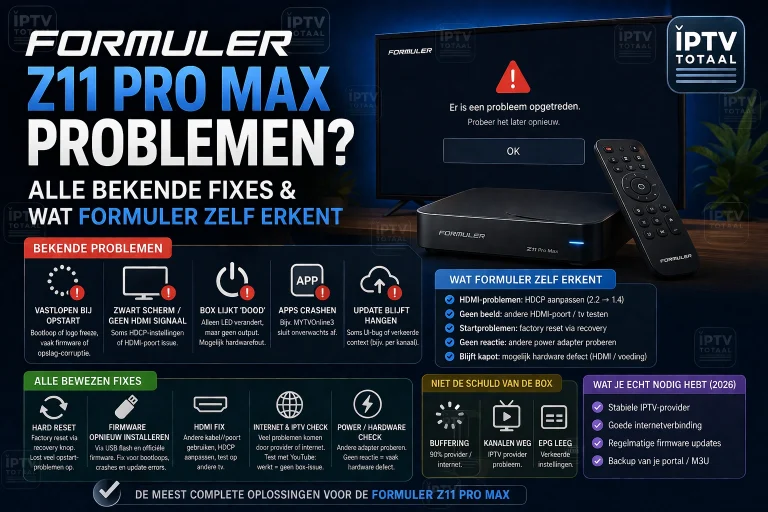 Formuler Z11 Pro Max problemen oplossen: 9 fixes voor 2026