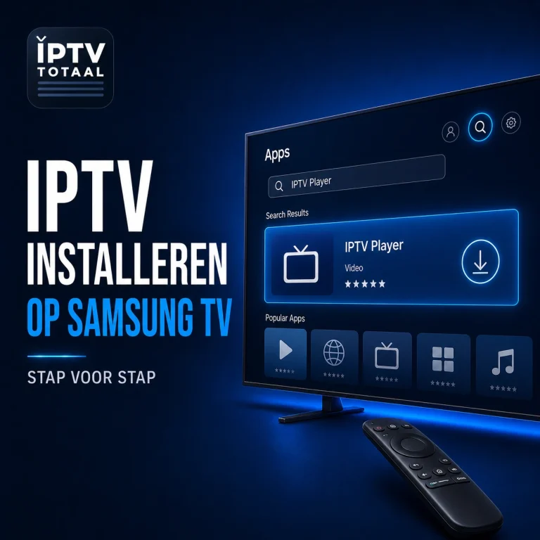IPTV installeren op een Samsung TV via het Apps-menu met afstandsbediening.
